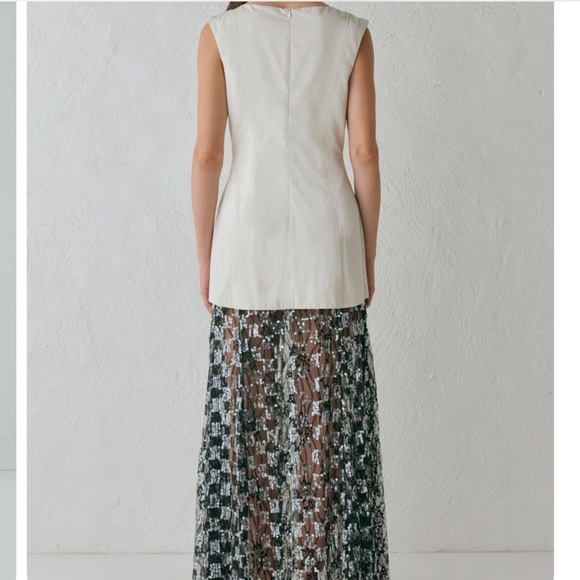 VRG GRL Robbie Sequin Maxi Dress Cream w black Sequins - Picture 3 of 4